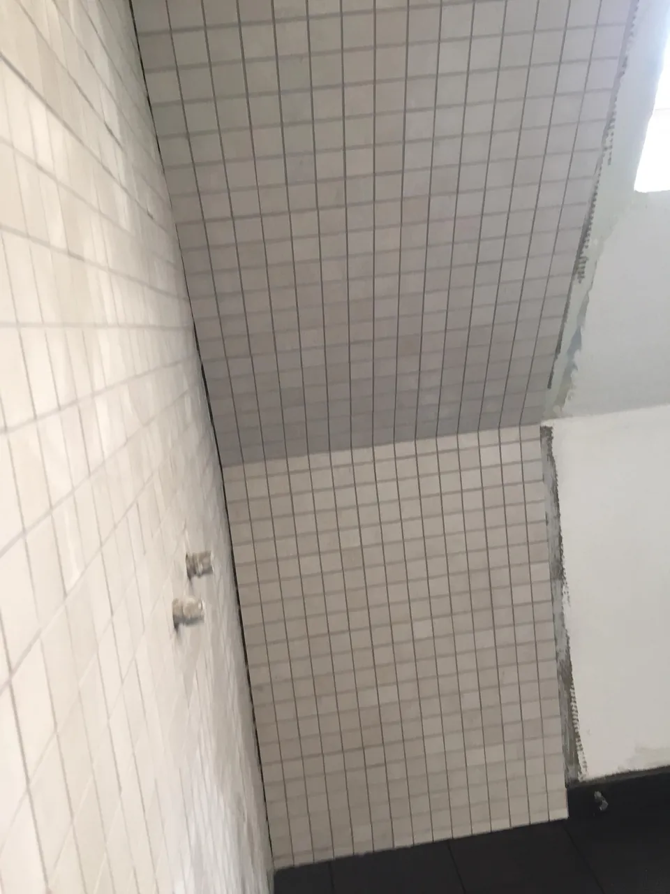 Væg med hvide mosaikfliser